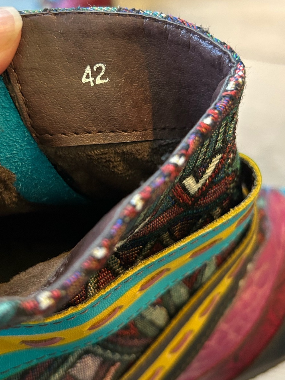 Socofy Colorful Leather and textile Booties Size Euro 42 / US Size 11 - Picture 8 of 10